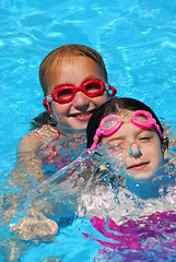 Image showing Two girls pool