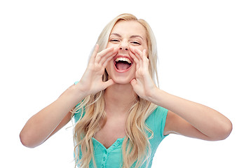 Image showing young woman or teenage girl shouting