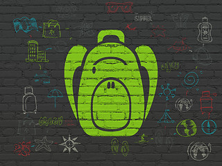 Image showing Tourism concept: Backpack on wall background