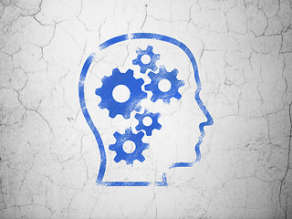 Image showing Data concept: Head With Gears on wall background