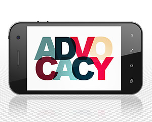 Image showing Law concept: Smartphone with Advocacy on  display