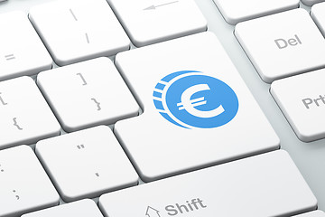 Image showing Money concept: Euro Coin on computer keyboard background