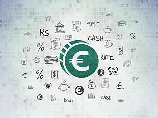 Image showing Money concept: Euro Coin on Digital Paper background