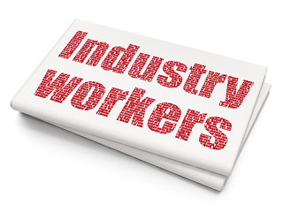 Image showing Manufacuring concept: Industry Workers on Blank Newspaper background