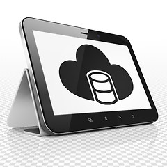 Image showing Software concept: Tablet Computer with Database With Cloud on display