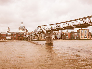 Image showing River Thames North Bank, London vintage