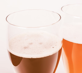 Image showing Retro looking Two glasses of German beer