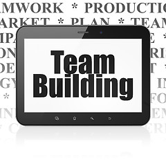 Image showing Business concept: Tablet Computer with Team Building on display