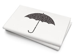 Image showing Security concept: Umbrella on Blank Newspaper background