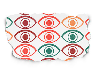 Image showing Security concept: Eye icons on Torn Paper background