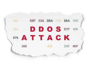 Image showing Security concept: DDOS Attack on Torn Paper background
