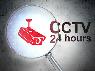 Image showing Privacy concept: Cctv Camera and CCTV 24 hours with optical glass