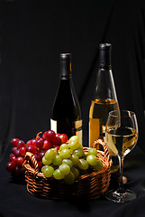 Image showing Wine and grapes