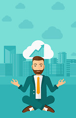 Image showing Peaceful businessman meditating.