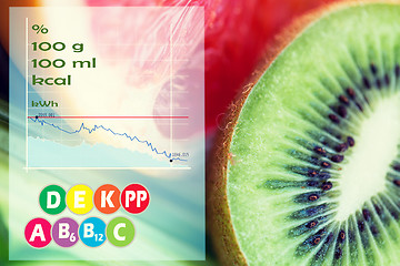 Image showing kiwi with grapefruit over calories and vitamins