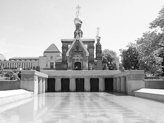 Image showing Black and white Russian Chapel in Darmstadt