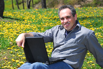 Image showing Man working outside