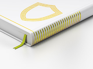 Image showing Safety concept: closed book, Contoured Shield on white background