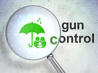 Image showing Safety concept: Family And Umbrella and Gun Control with optical glass