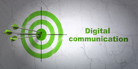 Image showing Information concept: target and Digital Communication on wall background