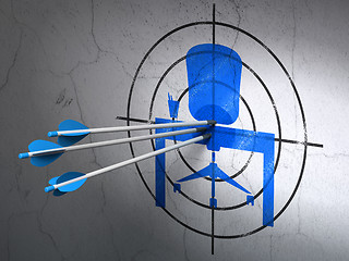 Image showing Finance concept: arrows in Office target on wall background