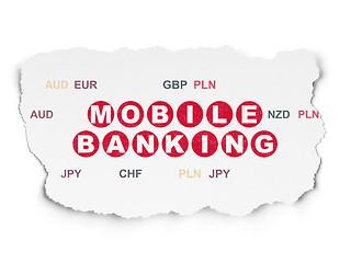 Image showing Money concept: Mobile Banking on Torn Paper background