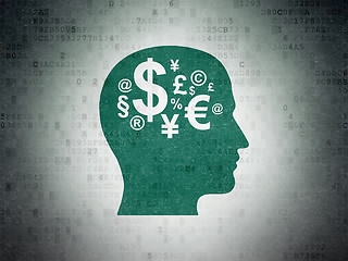 Image showing Business concept: Head With Finance Symbol on Digital Paper background