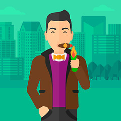 Image showing Man smoking cigar.