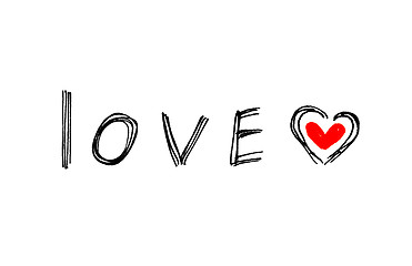 Image showing Word ''Love'' with abstract heart on white background