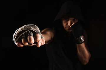 Image showing Close-up hand of muscular man with bandage