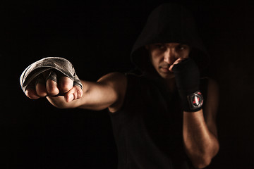 Image showing Close-up hand of muscular man with bandage