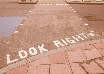 Image showing  Look Right sign vintage