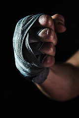 Image showing Close-up hand of muscular man with bandage