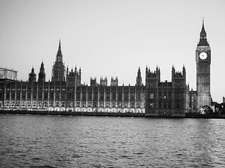 Image showing Black and white Houses of Parliament in London