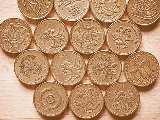 Image showing  Pound coins vintage