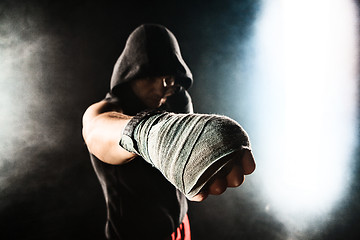 Image showing Close-up hand of muscular man with bandage