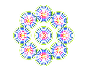 Image showing Abstract round concentric pattern from color lines