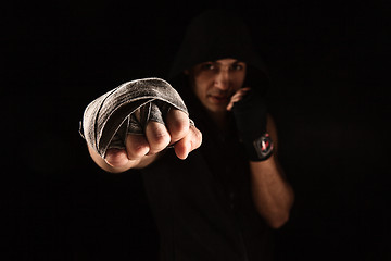 Image showing Close-up hand of muscular man with bandage