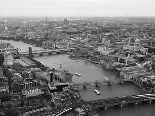 Image showing Black and white Aerial view of London