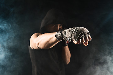 Image showing Close-up hand of muscular man with bandage