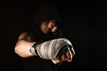 Image showing Close-up hand of muscular man with bandage