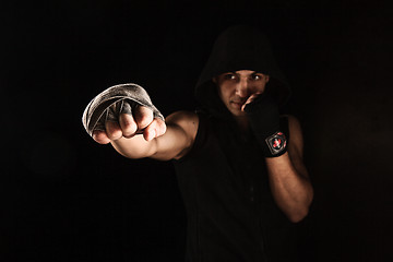 Image showing Close-up hand of muscular man with bandage