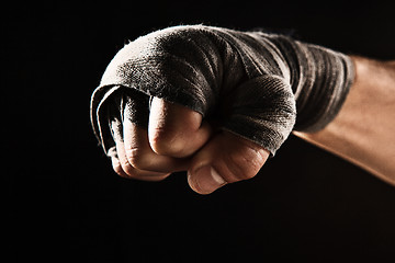 Image showing Close-up hand of muscular man with bandage