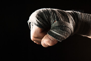 Image showing Close-up hand of muscular man with bandage