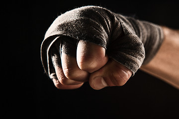 Image showing Close-up hand of muscular man with bandage