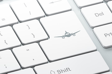 Image showing Tourism concept: Aircraft on computer keyboard background