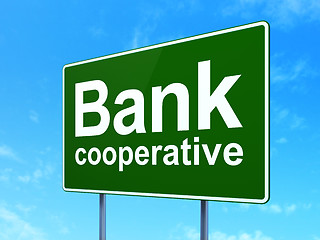 Image showing Currency concept: Bank Cooperative on road sign background