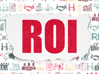 Image showing Business concept: ROI on Torn Paper background
