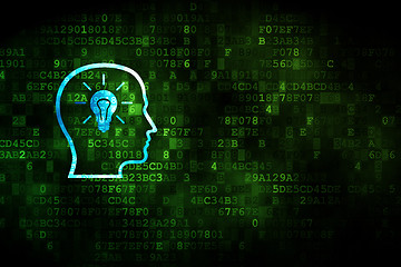 Image showing Data concept: Head With Lightbulb on digital background