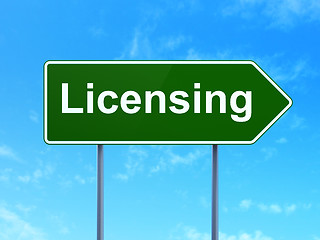 Image showing Law concept: Licensing on road sign background